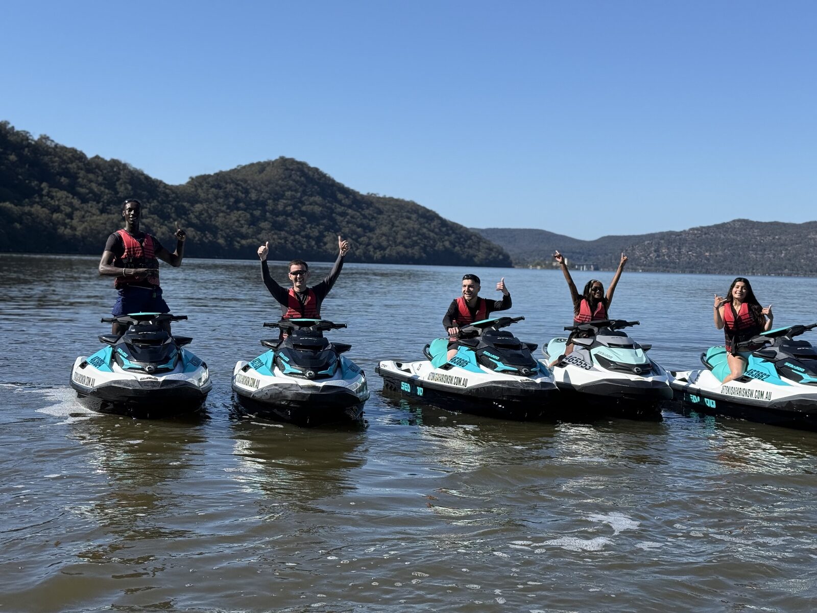 The Viva Solutions team jet skiing